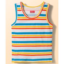 Babyhug 100% Cotton Knit Sleeveless Striped & Vehicles Printed Vests Pack Of 3 - Multicolour