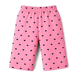 Babyhug Cotton Knit Half Sleeves T-Shirt & Capri Night Suit with Heart Print - Navy Blue