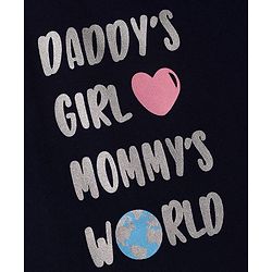 Babyhug Cotton Knit Half Sleeves T-Shirt & Capri Night Suit with Heart Print - Navy Blue