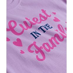 Babyhug Cotton Knit Half Sleeves T-Shirt & Capri Night Suit With Heart Print - Lavender