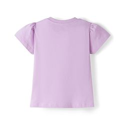 Babyhug Cotton Knit Half Sleeves T-Shirt & Capri Night Suit With Heart Print - Lavender