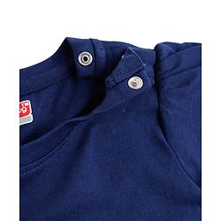 Babyhug Cotton Knit Half Sleeves Floral & Rainbow Printed T-Shirt & Capri Night Suit - Navy Blue