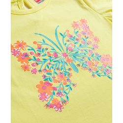 Babyhug Cotton Knit Half Sleeves T-Shirt & Capri Night Suit With Floral Print - Yellow