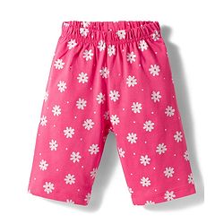 Babyhug Cotton Knit Half Sleeves T-Shirt & Capri Night Suit With Floral Print - Yellow