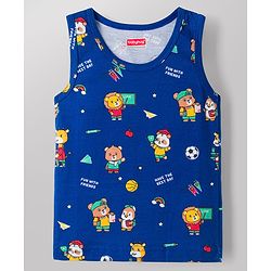 Babyhug 100% Cotton Knit Sleeveless Sando Vests With Teddy Bear & RainbowPrint Pack of 3 - Multicolor