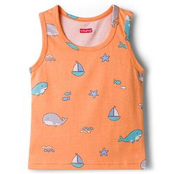 Babyhug 100% Cotton Single Jersey Knit Sleeveless Vests With Sea Life Print Pack of 3 - Multicolor