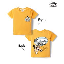 Babyhug Disney Single Jersey Knit T-Shirt with Half Sleeves & Mickey Mouse Graphic in Orange