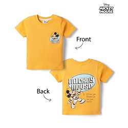 Babyhug Disney Single Jersey Knit T-Shirt with Half Sleeves & Mickey Mouse Graphic in Orange