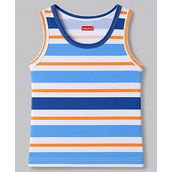 Babyhug 100% Cotton Knit Sleeveless Striped Nautical Theme & Sea Life Printed Vests Pack Of 3 - Blue & White