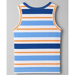 Babyhug 100% Cotton Knit Sleeveless Striped Nautical Theme & Sea Life Printed Vests Pack Of 3 - Blue & White