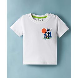 Babyhug Disney Single Jersey Knit Half Sleeves T-Shirt With Front & Back Mickey & Friends Graphics - White
