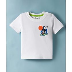 Babyhug Disney Single Jersey Knit Half Sleeves T-Shirt With Front & Back Mickey & Friends Graphics - White