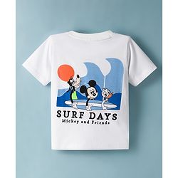 Babyhug Disney Single Jersey Knit Half Sleeves T-Shirt With Front & Back Mickey & Friends Graphics - White