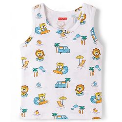 Babyhug 100% Cotton Knit Sleeveless Striped & Printed Sando Vests Pack of 3 - Multicolor