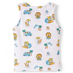 Babyhug 100% Cotton Knit Sleeveless Striped & Printed Sando Vests Pack of 3 - Multicolor