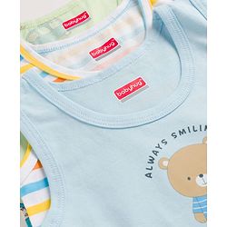 Babyhug 100% Cotton Single Jersey Knit Sleeveless Vests With Bear & Car Print Pack of 3 - Multicolor