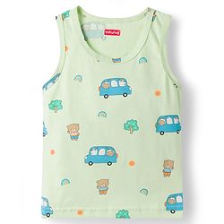 Babyhug 100% Cotton Single Jersey Knit Sleeveless Vests With Bear & Car Print Pack of 3 - Multicolor
