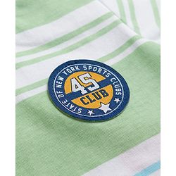 Babyhug 100% Cotton Knit Half Sleeves Overlapped Striped T-Shirt With Badge Detailing - Multicolor