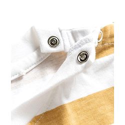 Babyhug Disney Single Jersey Knit Half Sleeves Striped T-Shirt with Mickey Mouse Print- White & Brown
