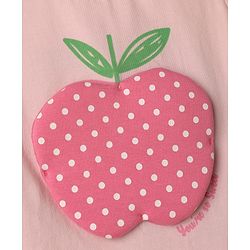 Babyhug Cotton Knit Half Sleeves T-Shirt & Capri Night Suit with Apple Patch - Pink