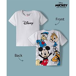 Babyhug Disney Single Jersey Knit Half Sleeves Front & Back Mickey & Friends Graphics - White