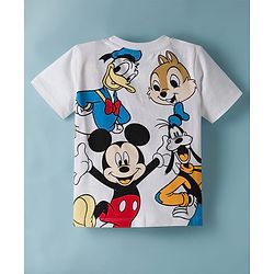 Babyhug Disney Single Jersey Knit Half Sleeves Front & Back Mickey & Friends Graphics - White