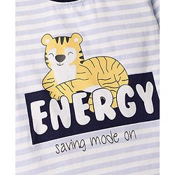 Babyhug Cotton Knit Full Sleeves T-Shirt & Pyjama Night Suit with Tiger Print - Light Blue