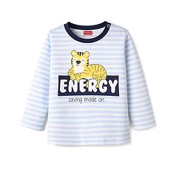 Babyhug Cotton Knit Full Sleeves T-Shirt & Pyjama Night Suit with Tiger Print - Light Blue