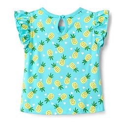 Babyhug Cotton Knit Half Sleeves T-Shirt & Shorts Co-ord Night Suit with Pineapple & Heart Print - Light Blue