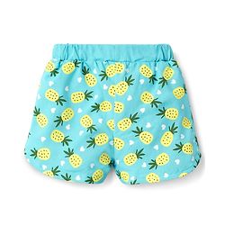 Babyhug Cotton Knit Half Sleeves T-Shirt & Shorts Co-ord Night Suit with Pineapple & Heart Print - Light Blue