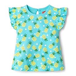 Babyhug Cotton Knit Half Sleeves T-Shirt & Shorts Co-ord Night Suit with Pineapple & Heart Print - Light Blue