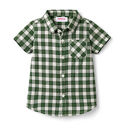 Babyhug Cotton Woven Half Sleeves Checks Shirt & Denim Shorts Set - Green & Blue
