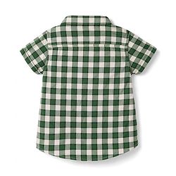 Babyhug Cotton Woven Half Sleeves Checks Shirt & Denim Shorts Set - Green & Blue
