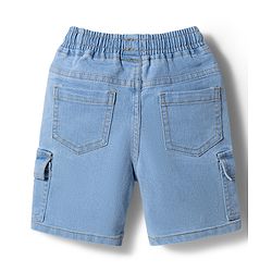 Babyhug Cotton Woven Denim Half Sleeves Shirt & Shorts Set With Dino Print - Blue