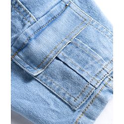 Babyhug Cotton Woven Denim Half Sleeves Shirt & Shorts Set With Dino Print - Blue