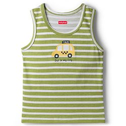 Babyhug 100% Cotton Knit Sleeveless Sando Vests With Taxi & Star Print Pack of 3 - Multicolor