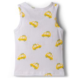 Babyhug 100% Cotton Knit Sleeveless Sando Vests With Taxi & Star Print Pack of 3 - Multicolor