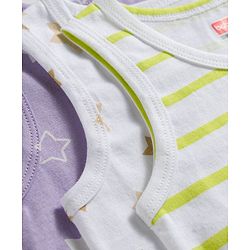 Babyhug 100% Cotton Knit Sleeveless Striped & Star Printed Sando Vests Pack of 3 - Multicolor