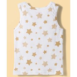 Babyhug 100% Cotton Knit Sleeveless Striped & Star Printed Sando Vests Pack of 3 - Multicolor