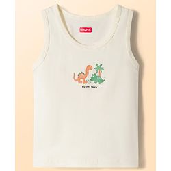 Babyhug Single Jersey 100% Cotton Striped & Dino Printed Sleeveless Sandos Pack of 3 - Multicolour