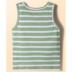 Babyhug Single Jersey 100% Cotton Striped & Dino Printed Sleeveless Sandos Pack of 3 - Multicolour