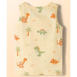 Babyhug Single Jersey 100% Cotton Striped & Dino Printed Sleeveless Sandos Pack of 3 - Multicolour