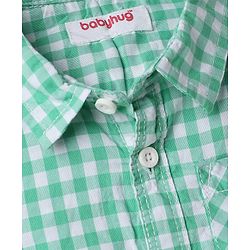 Babyhug Cotton Woven Half Sleeves Checks Shirt & Shorts Set - Green & White
