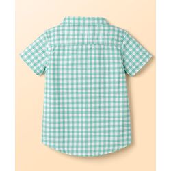 Babyhug Cotton Woven Half Sleeves Checks Shirt & Shorts Set - Green & White