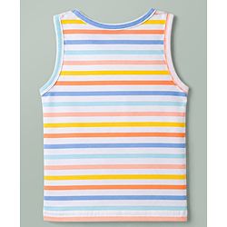 Babyhug 100% Cotton Knit Sleeveless Striped & Nautical Theme Printed Sando Vests Pack Of 3 - Multicolor
