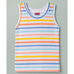 Babyhug 100% Cotton Knit Sleeveless Striped & Nautical Theme Printed Sando Vests Pack Of 3 - Multicolor