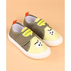 Cute Walk by Babyhug Velcro Closure Casual Shoes with Embroidery Detailing & Text Print - Yellow