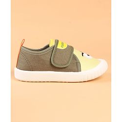 Cute Walk by Babyhug Velcro Closure Casual Shoes with Embroidery Detailing & Text Print - Yellow
