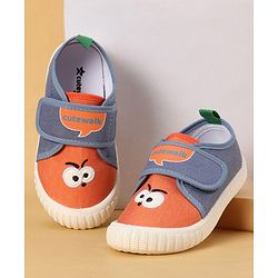 Cute Walk by Babyhug Velcro Closure Casual Shoes with Embroidery Detailing & Text Print - Yellow