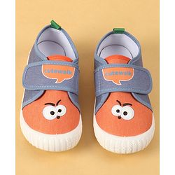Cute Walk by Babyhug Velcro Closure Casual Shoes with Embroidery Detailing & Text Print - Yellow